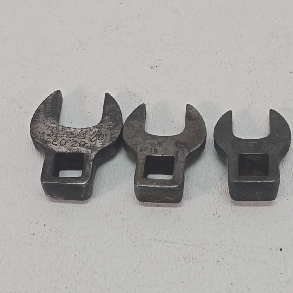 Lot of 3 1950s Snap-On Crowfoot Wrenches 1/2"–5/8"‎  FCO16 FCO18 FCO20 USA